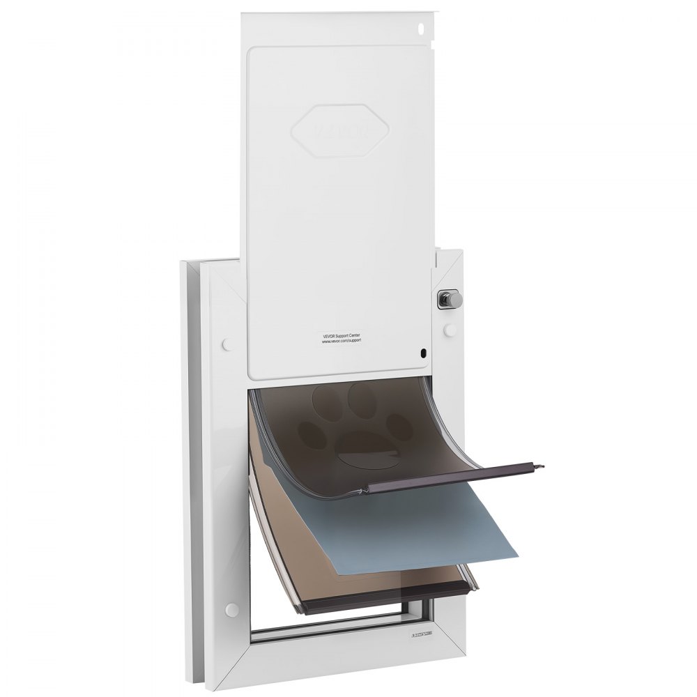 VEVOR Pet Door, Medium, with Three Magnetic Flaps and Metal Frame, Strong and Weatherproof Dog Door for Interior and Exterior Doors, Easy to Install, Easy In-and-Out Access for Doggies, White