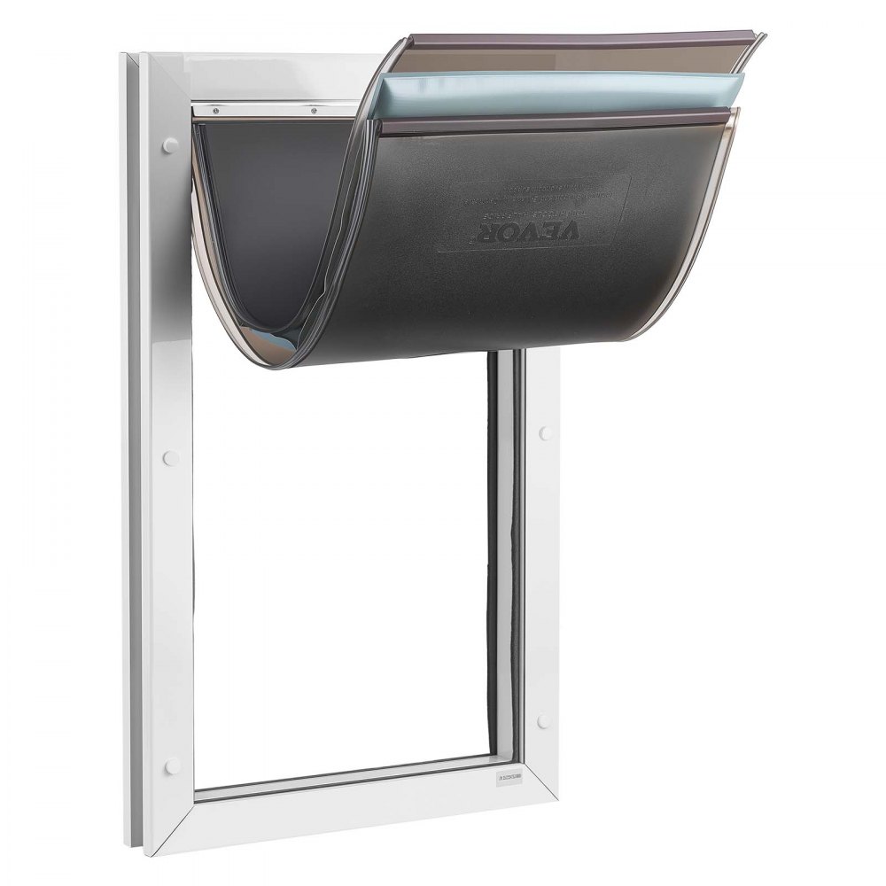 VEVOR Gattaiola per Animali Domestici Portina d'Ingresso per Cani Gatti Chiusura Magnetica Pannello di Chiusura Isolato Telaio in Metallo, Porta Entrata Uscita per Cani di Taglia XL, Colore Bianco