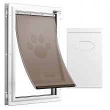 VEVOR Porta per Animali Domestici, Telaio in Alluminio 337 x 509 mm con Sistema di Serratura Sportello, Porta Resistente alle Intemperie per Animali Domestici per Gatti, Cagnolini, Bianco Taglia L