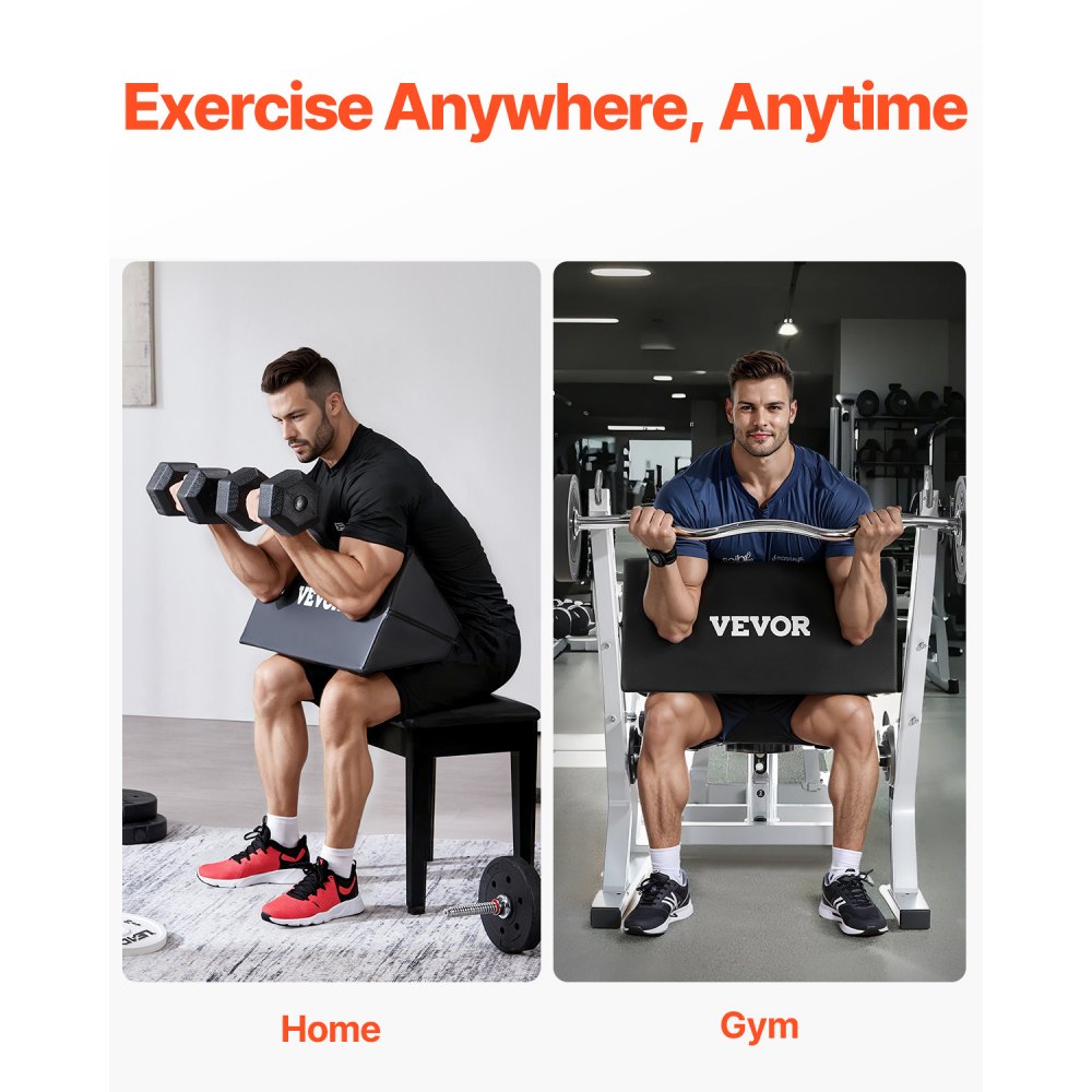 VEVOR Preacher Curl Pad, portable biceps training support, weightlifting training device made of high-density EVA foam, barbell and dumbbell biceps curl support isolator