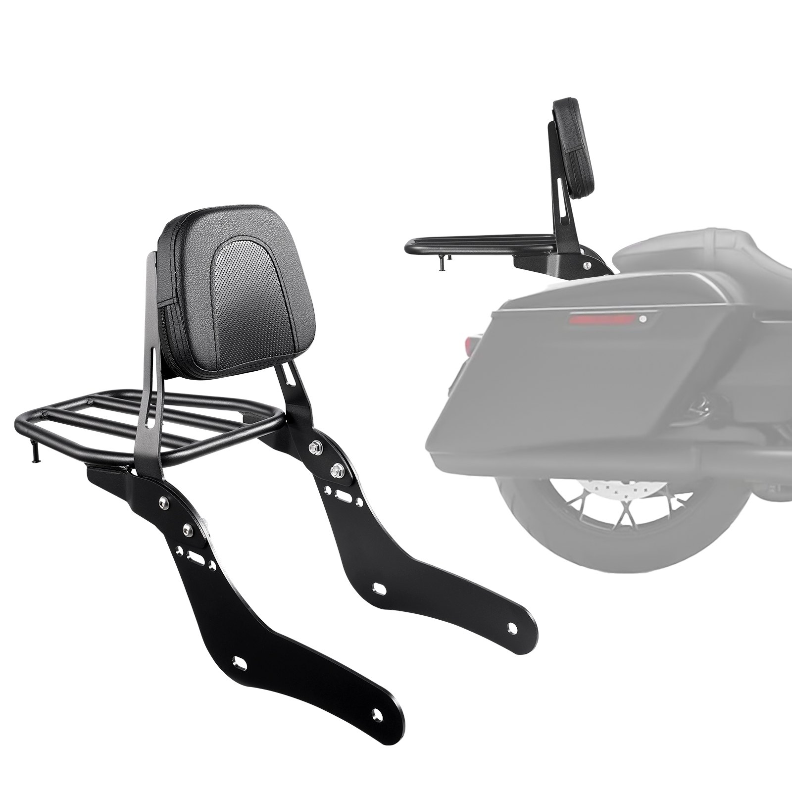 VEVOR Schienale Posteriore Moto Portapacchi, Compatibile con Honda Rebel CMX300 CMX500 2017-2022, Altezza 445mm, Schienale Passeggero Rimovibile, Telaio in Metallo Imbottitura Posteriore in Pelle