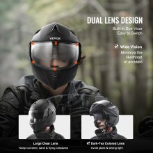 VEVOR Casco da Motocicletta Smascherato Casco con Bluetooth Taglia L Nero