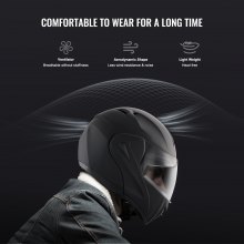 VEVOR Casco da Motocicletta Smascherato Casco con Bluetooth Taglia L Nero