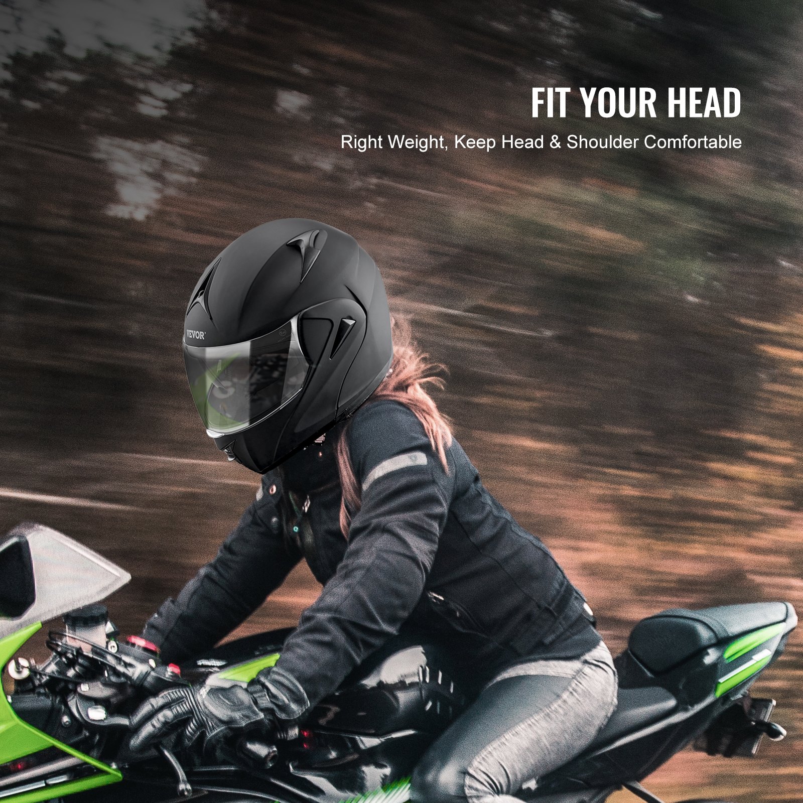 VEVOR Casco da Moto, Smascherato, Intelligente Strada ABS Casco ad Alta Densità con Slot per Bluetooth e Lenti Intercambiabili, Casco da Motocross Confortevole, Adatto per Giovani e Adulti