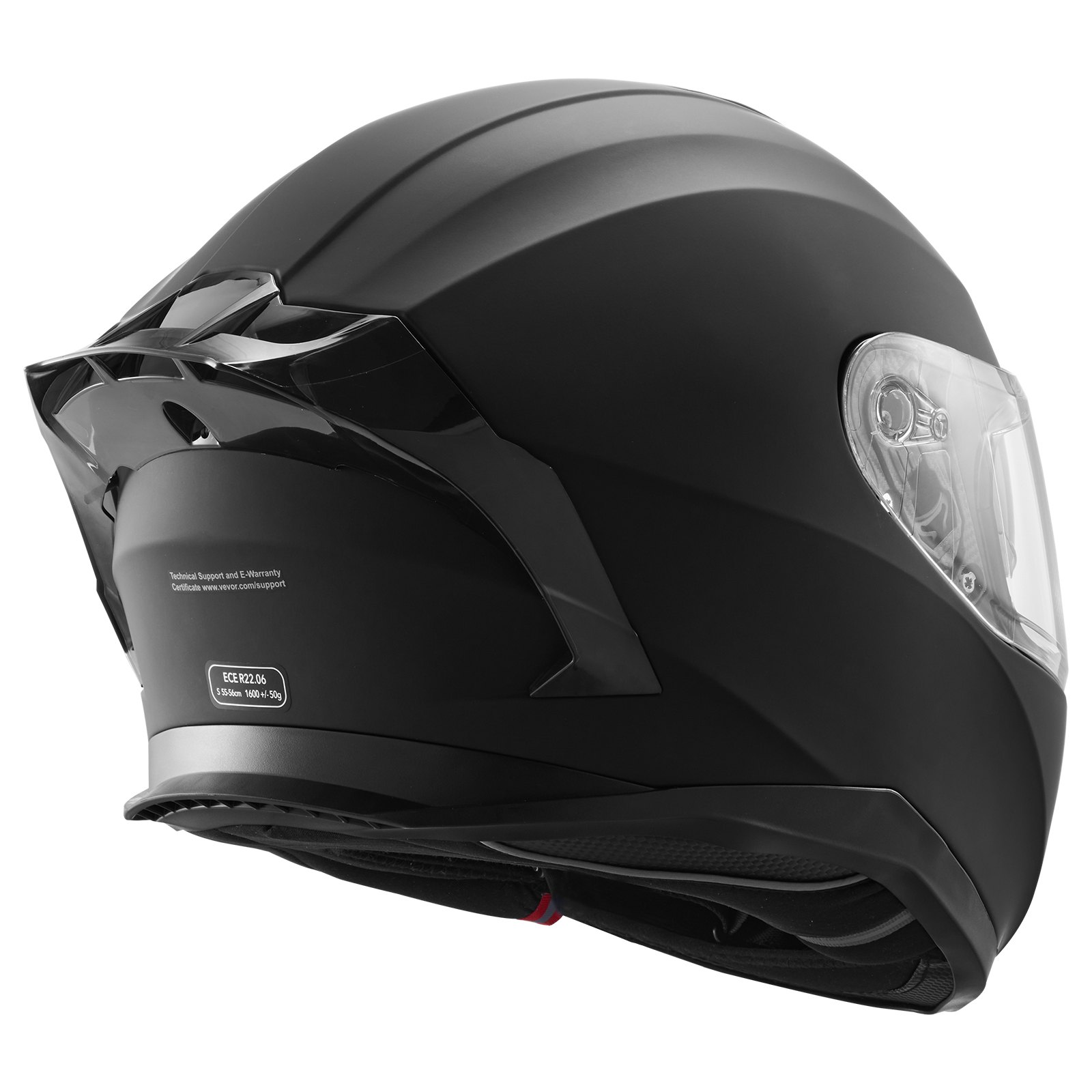 VEVOR Casco da Moto, Integrale, Intelligente Strada ABS Casco ad Alta Densità con Slot per Bluetooth Lenti Intercambiabili, Casco da Motocross Confortevole per Giovani Adulti, Taglia L, Nero