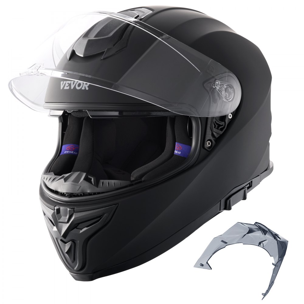 VEVOR Casco da Moto, Integrale, Intelligente Strada ABS Casco ad Alta Densità con Slot Bluetooth Lenti Intercambiabili, Casco da Motocross Confortevole per Giovani Adulti, Taglia S, Nero