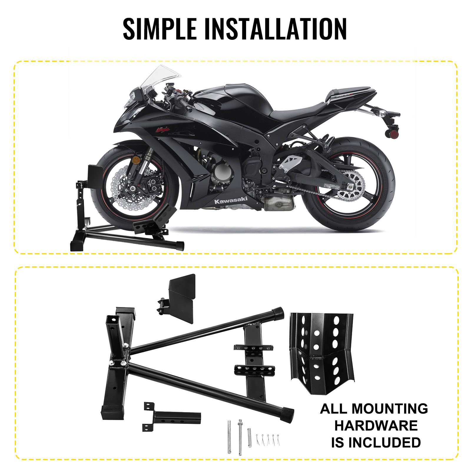 Vevor Supporto Moto Per Ruota Anteriore 680kg Blocca Ruota Anteriore Moto Nero