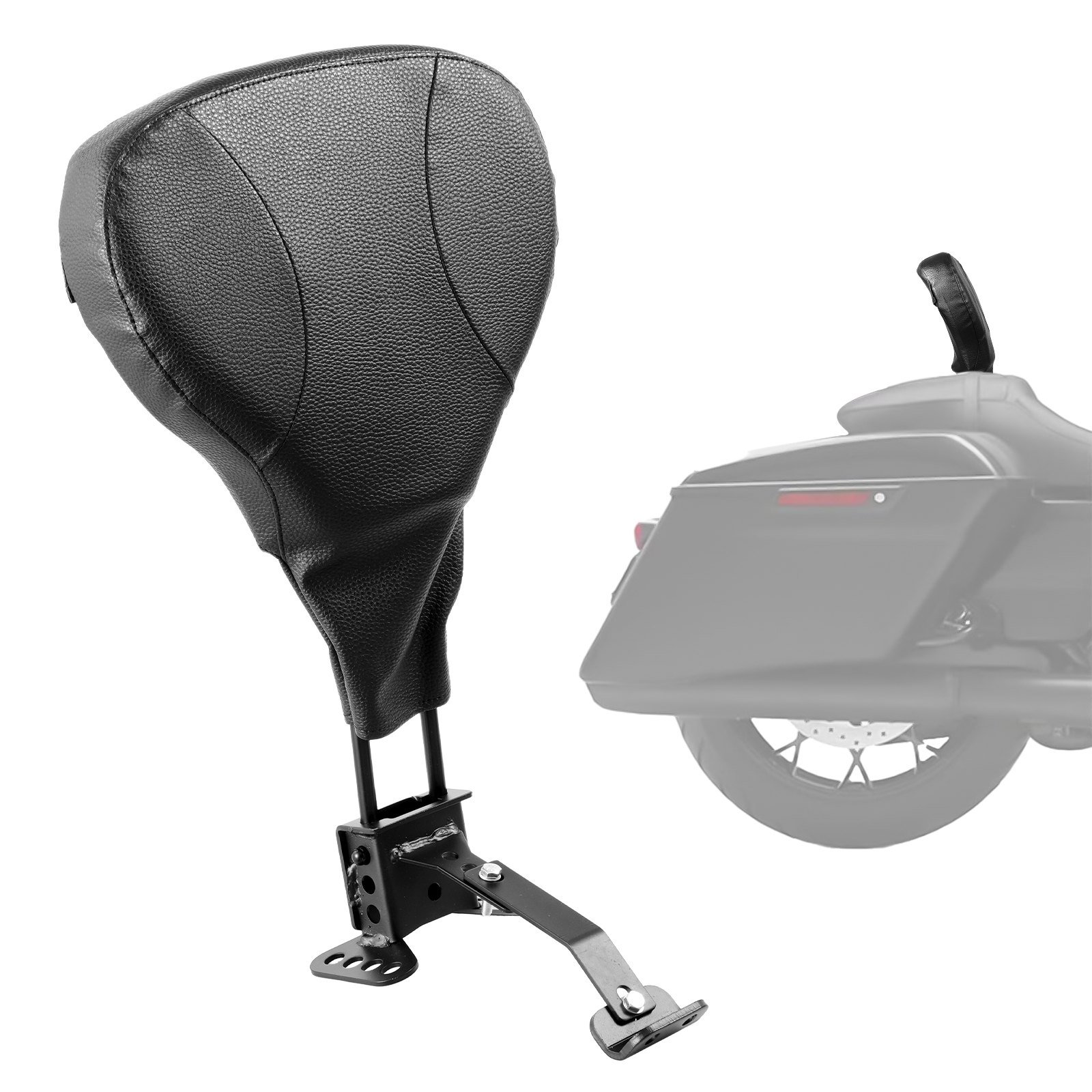 VEVOR Motorcycle Backrest Sissybar Compatible with Harley Touring Models 2009-2024 with One-Piece Slotted Seat, Street Glide, Road Glide, Road King, Height-Adjustable & Removable Rider Backrest