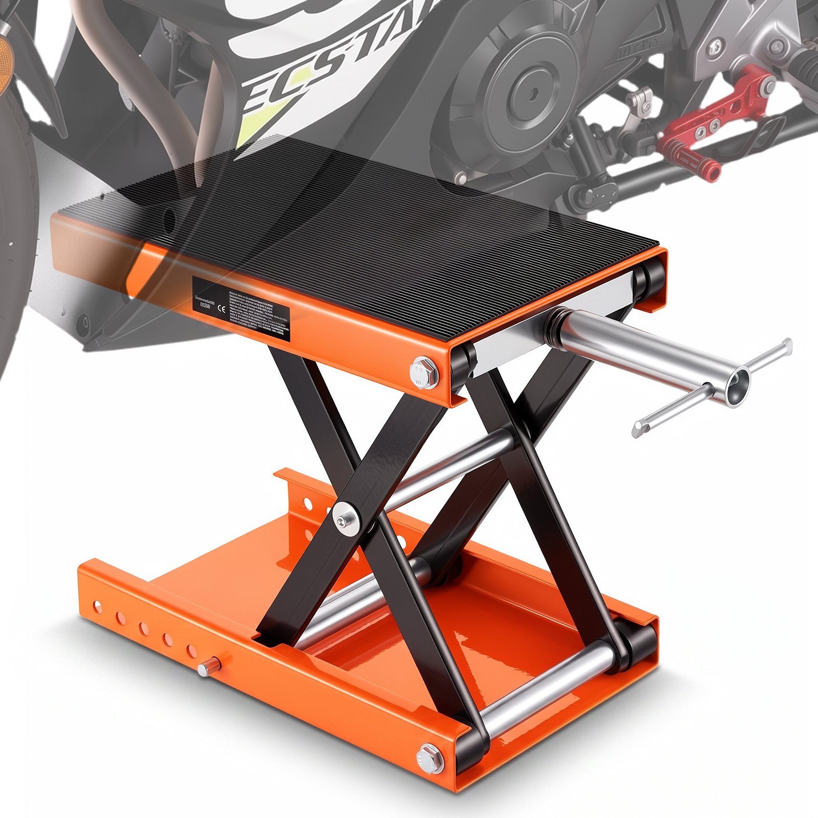 VEVOR Ponte Sollevatore Idraulico a Forbice per Moto da Officina Capacità Max. 500kg Altezza Regolabile 9,5-35cm, Ponte Sollevatore Alzamoto da Officina Operazione Idraulica Piattaforma 36,5 x 22,2 cm