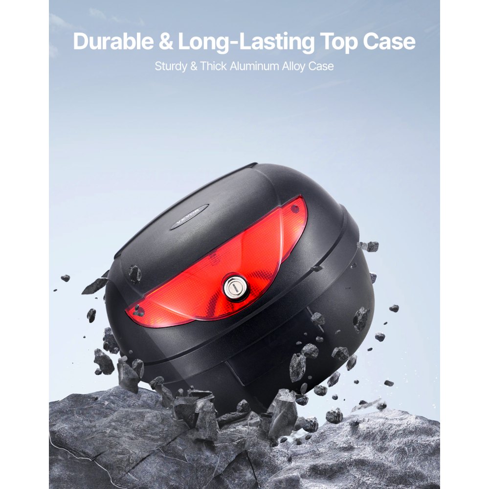 VEVOR Bauletto per Moto, Bauletto Universale per Moto in Materiale PP Resistente con Pannello Riflettente, Bauletto Staccabile Impermeabile 24 L con Base Multiforo, Bauletto per Telai per Moto