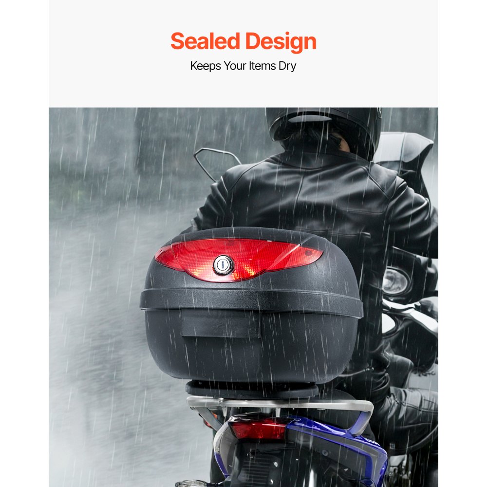 VEVOR Bauletto per Moto, Bauletto Universale per Moto in Materiale PP Resistente con Pannello Riflettente, Bauletto Staccabile Impermeabile 24 L con Base Multiforo, Bauletto per Telai per Moto