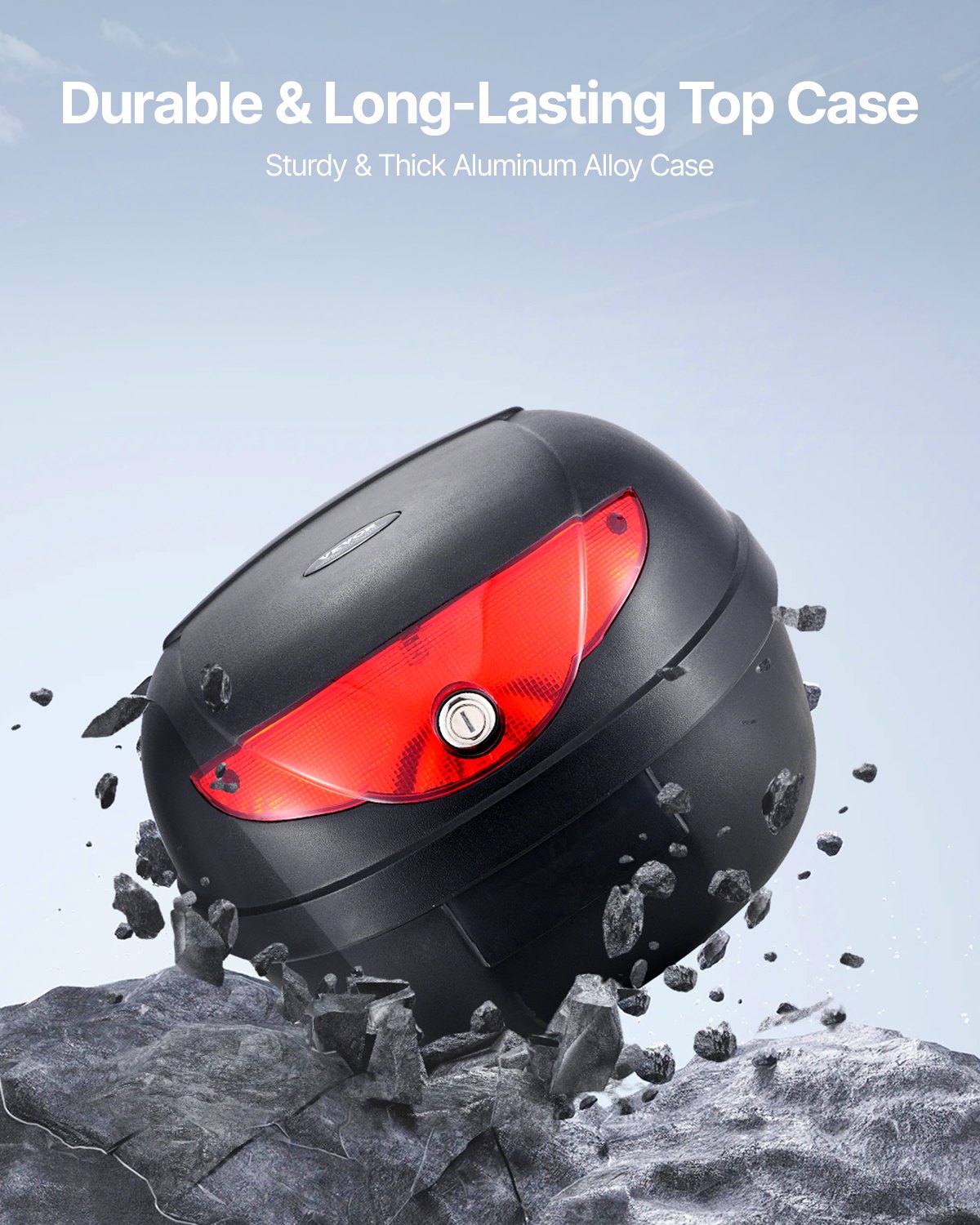 VEVOR Bauletto per Moto, Bauletto Universale per Moto in Materiale PP Resistente con Pannello Riflettente, Bauletto Staccabile Impermeabile 24 L con Base Multiforo, Bauletto per Telai per Moto