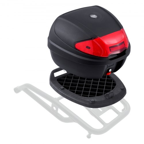 VEVOR Bauletto per Moto, Bauletto Universale per Moto in Materiale PP Resistente con Pannello Riflettente, Bauletto Staccabile Impermeabile 38 L con Base Multiforo, Bauletto per Telai per Moto