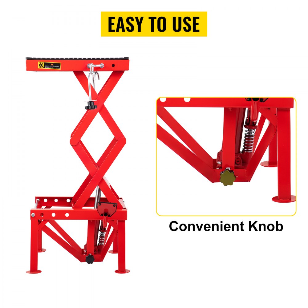 VEVOR Ponte Sollevatore Moto 300 Libre Cavalletto Idraulico in Rosso Moto Sollevatore Idraulico 136,08 kg Cavalletto Alzamoto con Cinghie di Fissaggio e