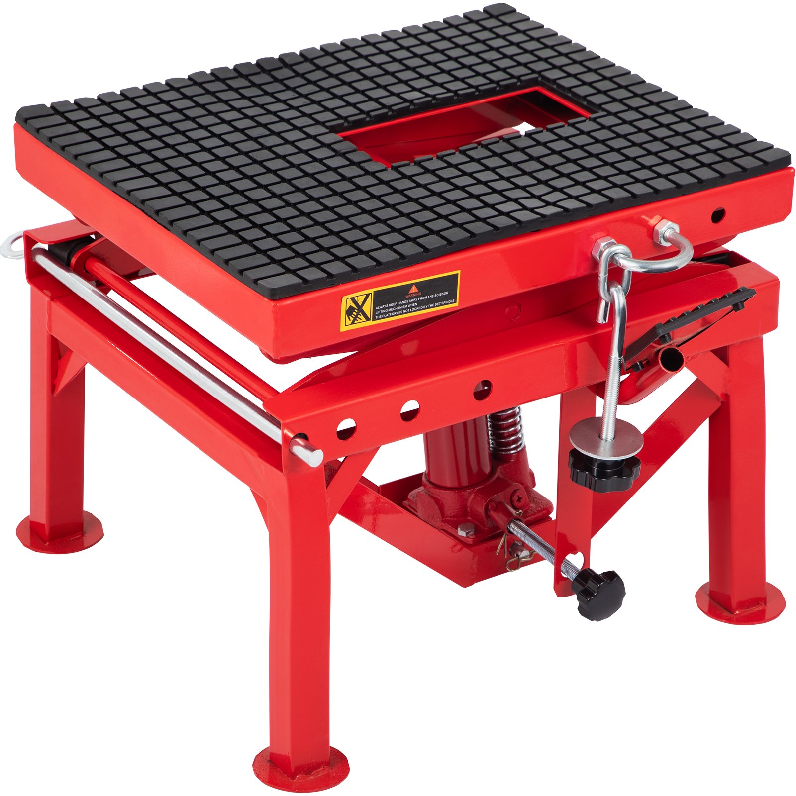 VEVOR Ponte Sollevatore Moto 300 Libre Cavalletto Idraulico in Rosso Moto Sollevatore Idraulico 136,08 kg Cavalletto Alzamoto con Cinghie di Fissaggio e