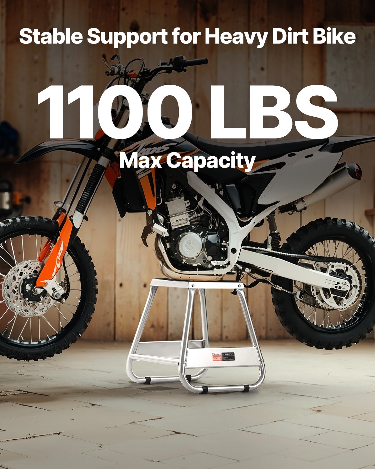VEVOR Supporto Cavalletto per Moto da Cross Capacità di Carico max. 498kg, Cavalletto Universale per Moto da Cross in Acciaio Antiscivolo Fuoristrada, Cavalletto Sollevatore da Officina Automobile