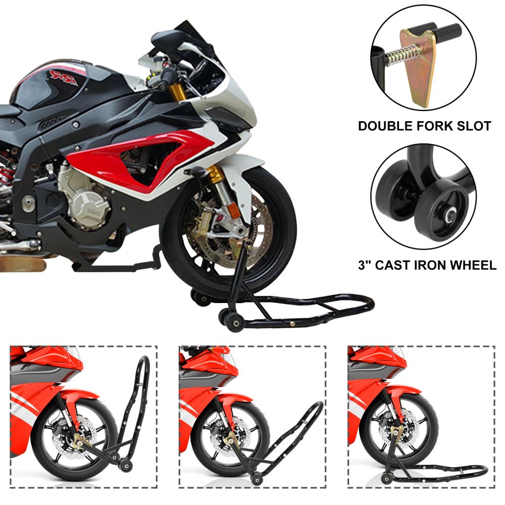 Vevor Cavalletto Alza Solleva Moto Con 4 Ruote In Ghisa 3 Pollici Portante 300kg