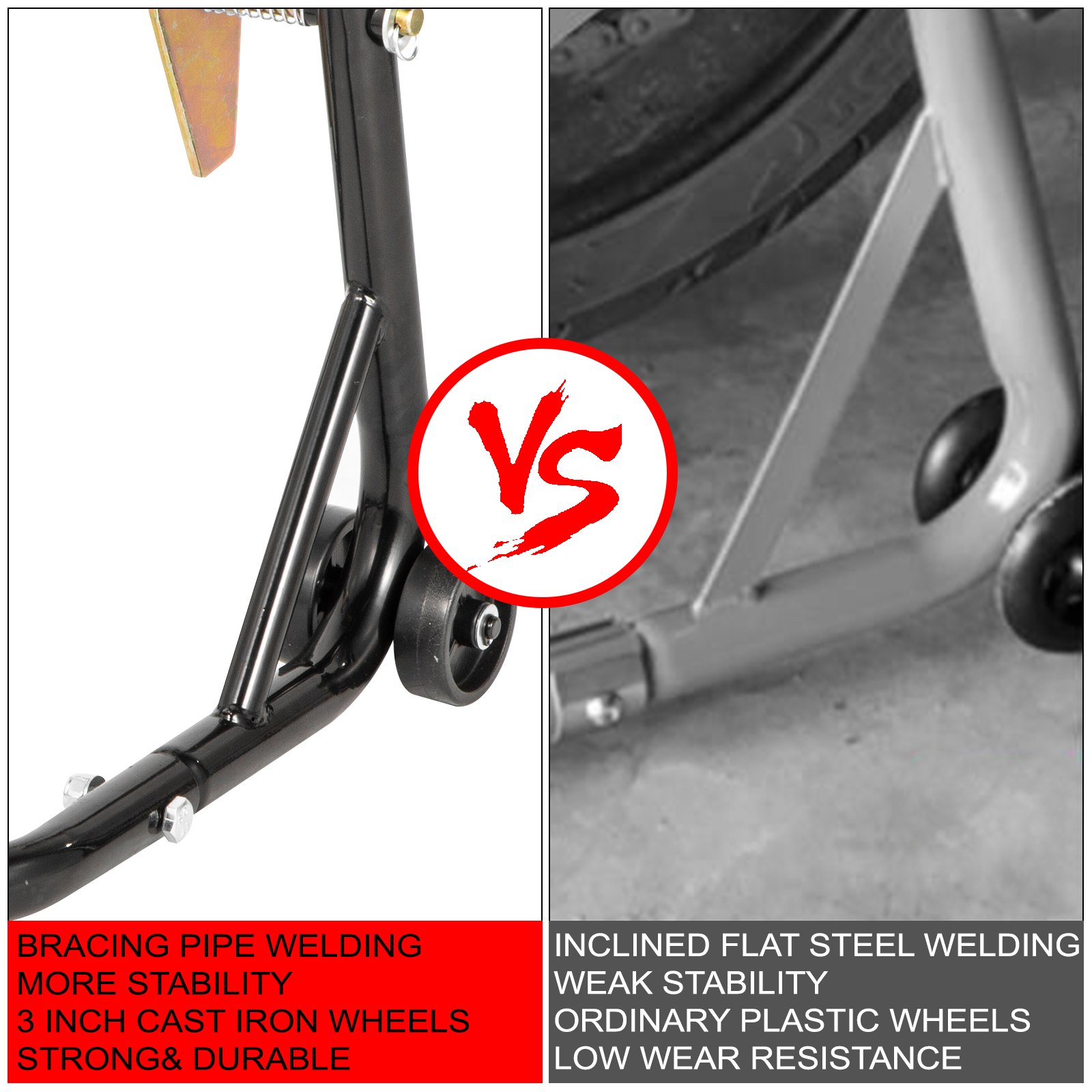 Vevor Cavalletto Alza Solleva Moto Con 4 Ruote In Ghisa 3 Pollici Portante 300kg