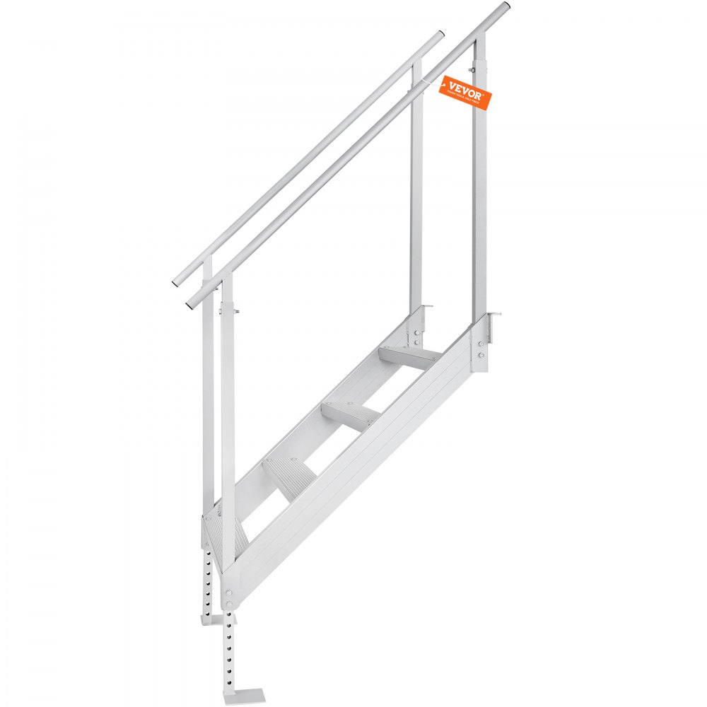 VEVOR Scaletta per Pontile Altezza Regolabile 75-96 cm, Scaletta per Pontone Barca 4 Gradini Lega di Alluminio Portata Circa 226 kg con Corrimano Scaletta Antiscivolo Scala per Imbarco Barca Piscina