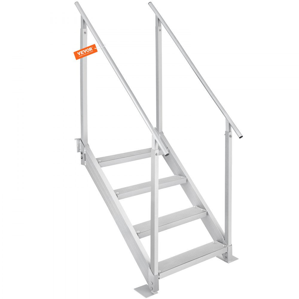 VEVOR Scaletta per Pontile Altezza Regolabile 75-96 cm, Scaletta per Pontone Barca 4 Gradini Lega di Alluminio Portata Circa 226 kg con Corrimano Scaletta Antiscivolo Scala per Imbarco Barca Piscina