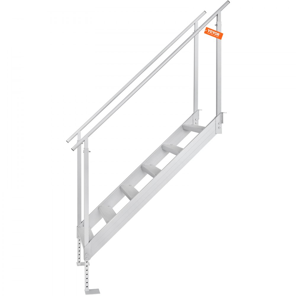 VEVOR Scaletta per Pontile Altezza Regolabile 109-130 cm Scaletta per Pontone Barca 6 Gradini Lega di Alluminio Portata ca. 226 kg con Corrimano Scaletta Antiscivolo Scale per Imbarco Barca Piscina