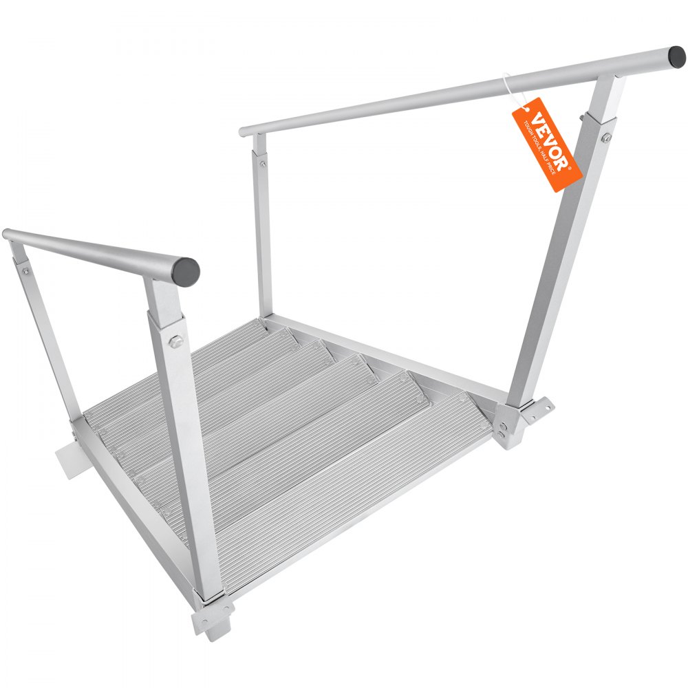 VEVOR Scaletta per Pontile Altezza Regolabile 109-130 cm Scaletta per Pontone Barca 6 Gradini Lega di Alluminio Portata ca. 226 kg con Corrimano Scaletta Antiscivolo Scale per Imbarco Barca Piscina