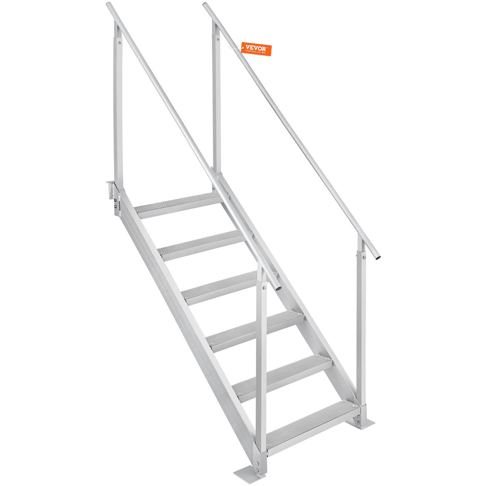 VEVOR Scaletta per Pontile Altezza Regolabile 109-130 cm Scaletta per Pontone Barca 6 Gradini Lega di Alluminio Portata ca. 226 kg con Corrimano Scaletta Antiscivolo Scale per Imbarco Barca Piscina