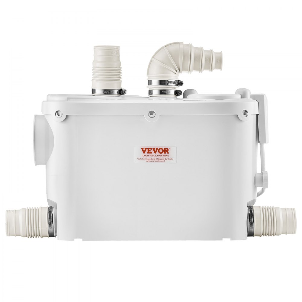 VEVOR Pompa Trituratore per Scarico Bagno Pompa Maceratrice Sanitaria 500W Prevalenza Max. 8m 3 Entrate per Tubi Portata Max. 6600L/h, Pompa Trituratore WC 2900 giri/min Resistente all'Acqua Calda
