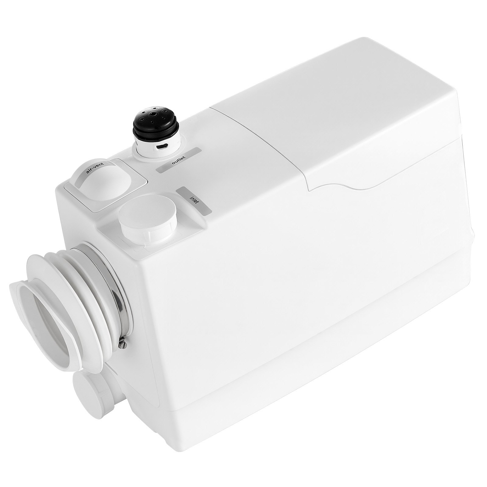 VEVOR Pompa Maceratrice per WC Portata 200L/min Sollevamento Acque Reflue, Maceratore 800 W per Impianti Idraulici Cantica Cucina Bagno Lavanderia Prevalenza 10 m, Attacco Laterale, 4 Ingressi