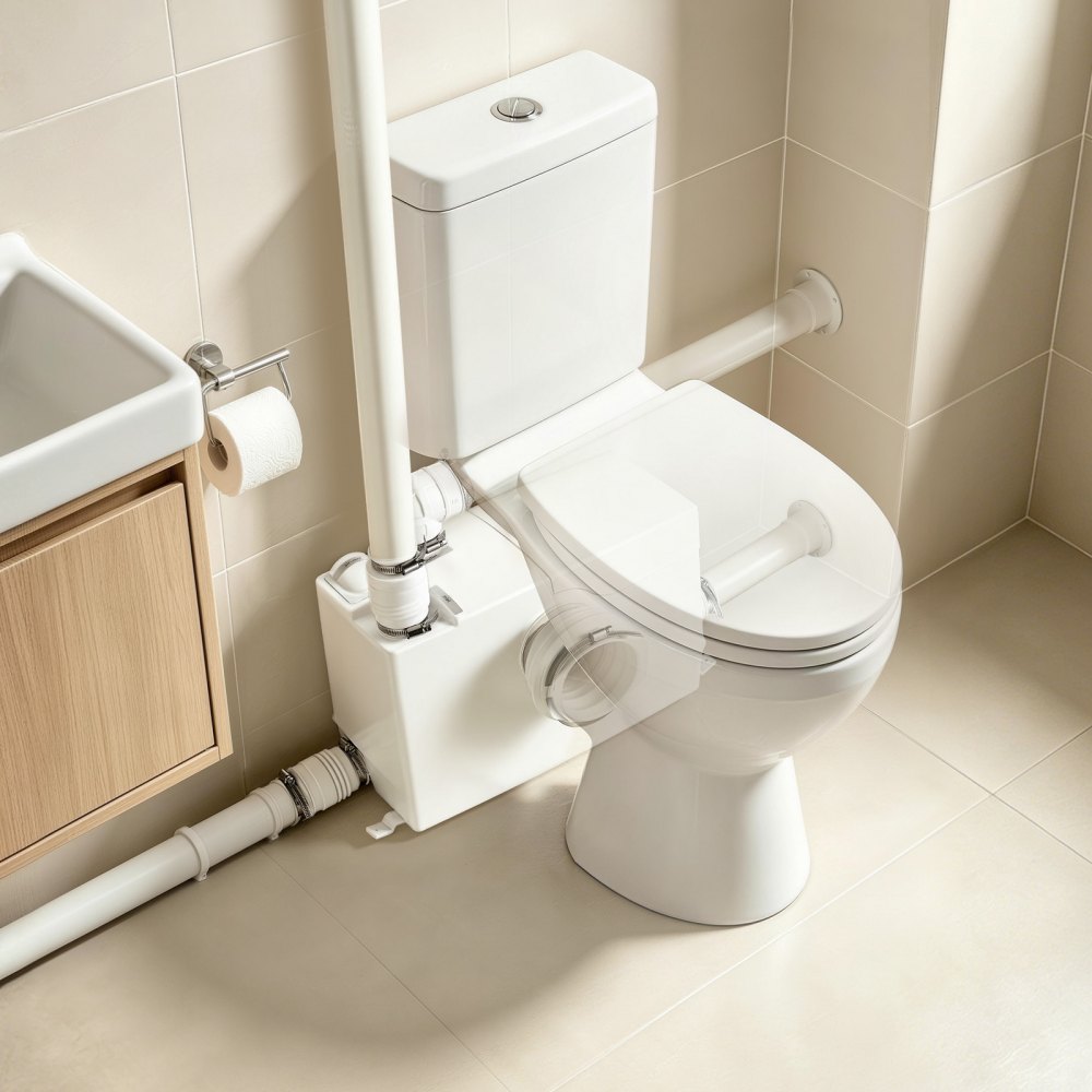 VEVOR Pompa Maceratrice WC Corpo in PP Controllo PCB Intelligente 200L/min, Box Doccia Lavandino da Cucina, Pompa Sanitaria per WC Bagno, Maceratore Lavanderia Lavabo Prevalenza 10 m, 4 Ingressi