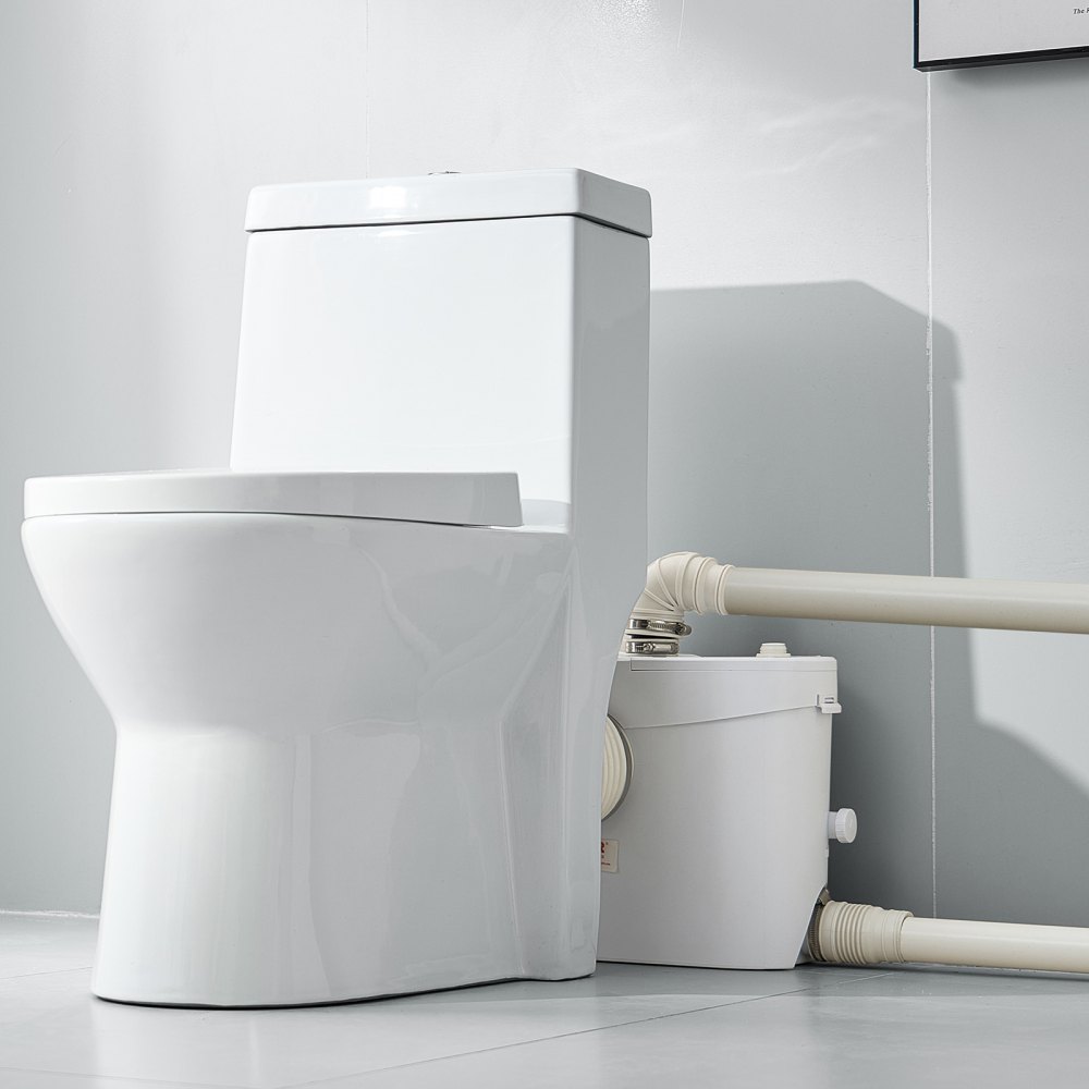 VEVOR Pompa Maceratrice per WC, 900 W, Prevalenza 12 m, con 4 Ingressi per l'Acqua, Macchina per lo Smaltimento delle Acque Reflue per WC, Seminterrato, Doccia, Lavandino, Lavanderia