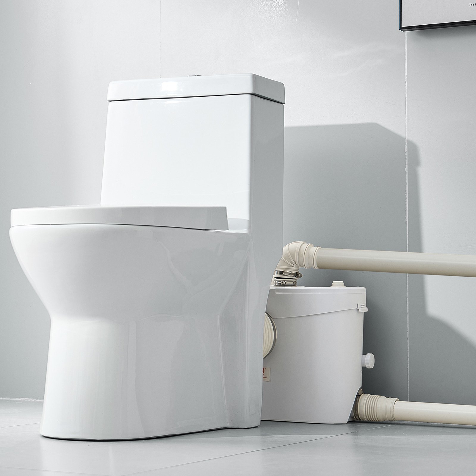 VEVOR Pompa Maceratrice per WC, 900 W, Prevalenza 12 m, con 4 Ingressi per l'Acqua, Macchina per lo Smaltimento delle Acque Reflue per WC, Seminterrato, Doccia, Lavandino, Lavanderia