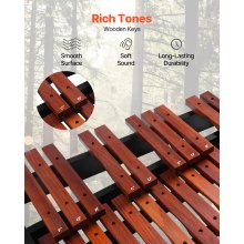 VEVOR Glockenspiel Diatonico Xilofono, 32 Note, Strumento a Percussione Professionale in Legno, con Supporto Regolabile in Altezza 4 Bacchette, Borsa per Trasporto, per Insegnamento Musicale
