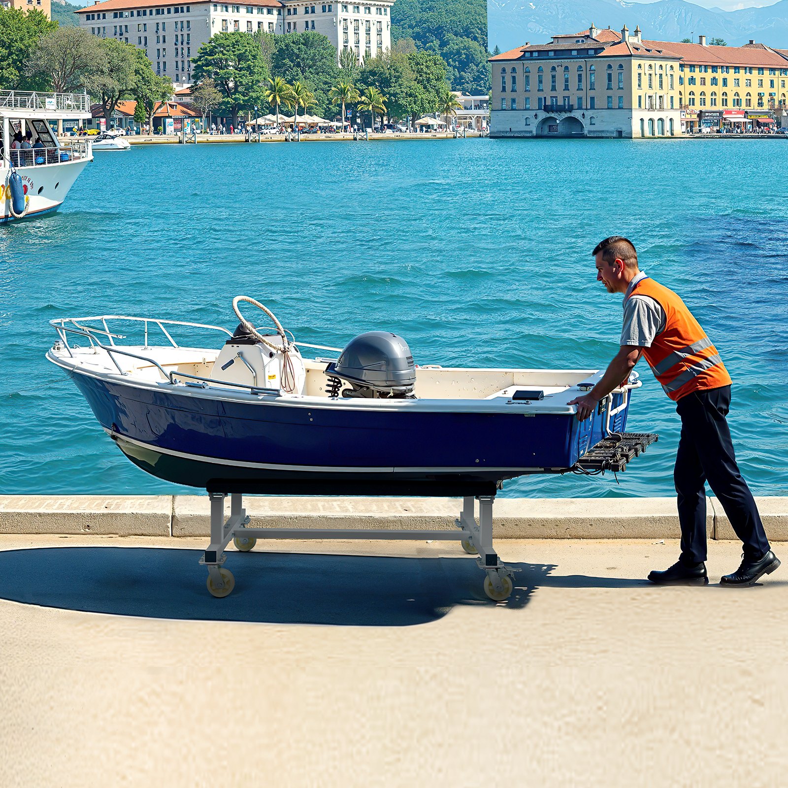 VEVOR Carrello per Moto d'Acqua Watercraft PWC, Capacità 816 kg, Carrello per Moto d'Acqua per Spostamento di Moto d'Acqua, Cuccetta Fissa con 4 Ruote 2 Freni per Kayak, Hovercraft, Motoscafi