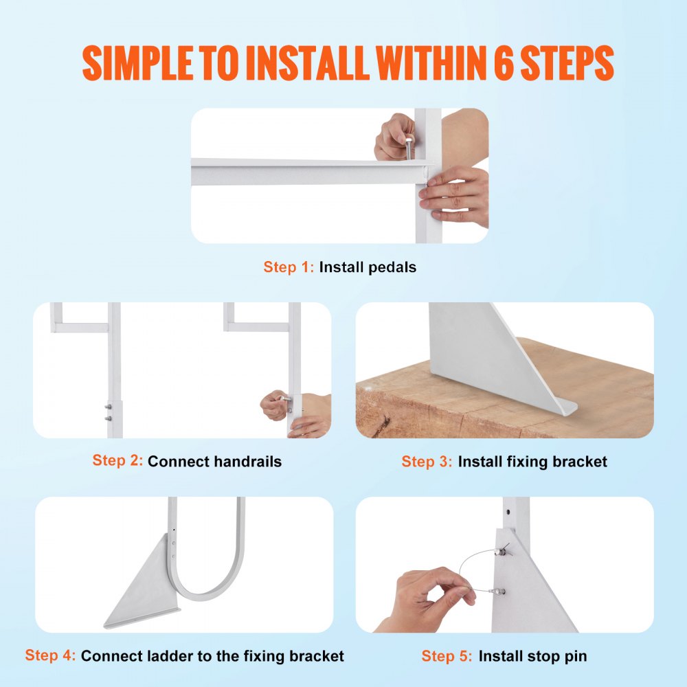 VEVOR Scaletta per Pontile, 3 Gradini Ribaltabili, Capacità di Carico di 350 Libbre, Scaletta Antiscivolo in Lega di Alluminio, Facile da Installare per Nave/Lago/Piscina/Imbarco Marittimo