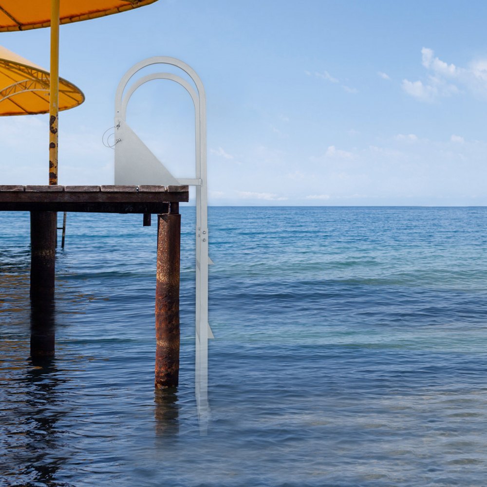 VEVOR Scaletta per Pontile, 3 Gradini Ribaltabili, Capacità di Carico di 350 Libbre, Scaletta Antiscivolo in Lega di Alluminio, Facile da Installare per Nave/Lago/Piscina/Imbarco Marittimo