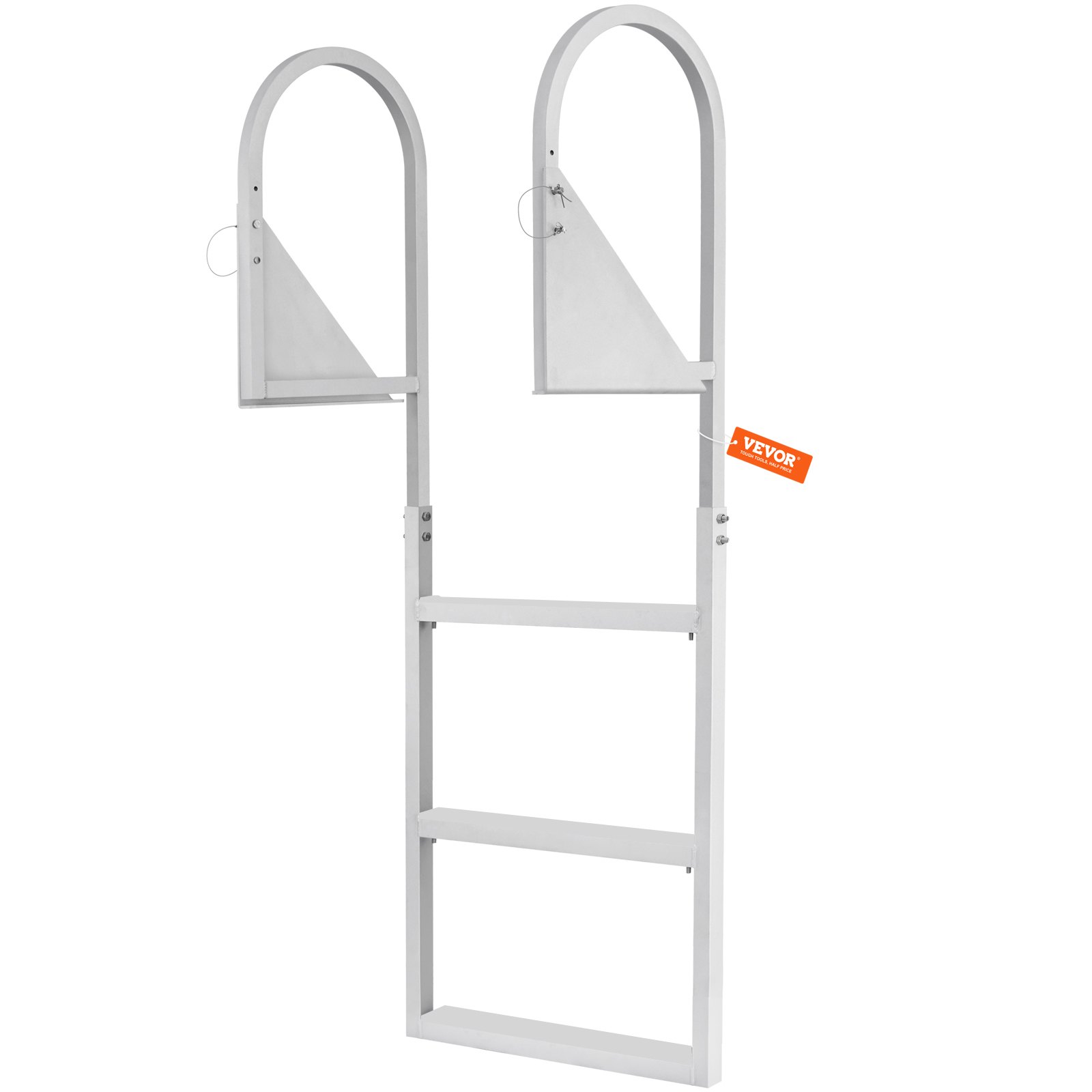 VEVOR Scaletta per Pontile, 3 Gradini Ribaltabili, Capacità di Carico di 350 Libbre, Scaletta Antiscivolo in Lega di Alluminio, Facile da Installare per Nave/Lago/Piscina/Imbarco Marittimo