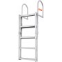 VEVOR Scaletta per Pontile Retrattile 5 Gradini, Portata 158 kg, Scaletta per Barca per Pontone Lega di Alluminio Altezza Regolabile 1700-2005 mm Scaletta Antiscivolo per Barca Piscina