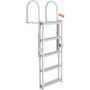 VEVOR Scaletta per Pontile Retrattile 5 Gradini, Portata 158 kg, Scaletta per Barca per Pontone Lega di Alluminio Altezza Regolabile 1700-2005 mm Scaletta Antiscivolo per Barca Piscina