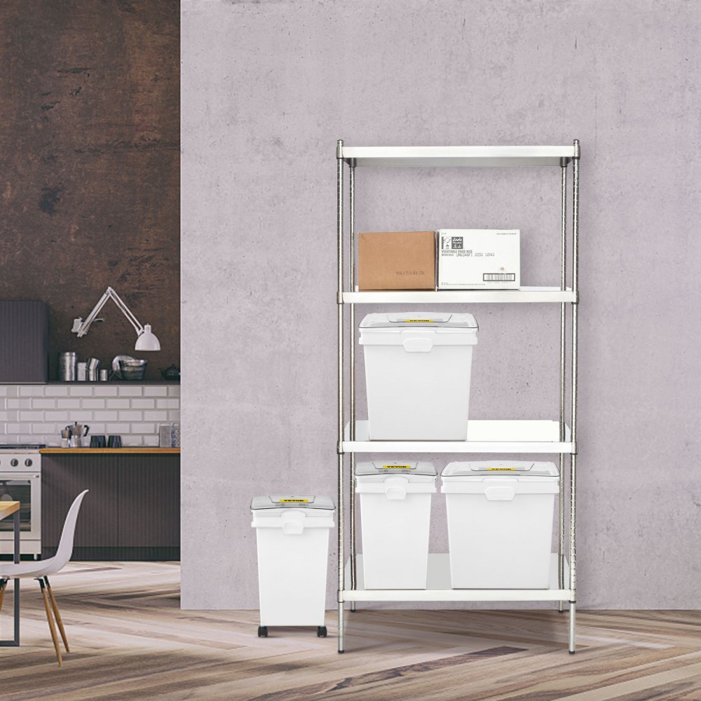 VEVOR Contenitore per Riso o Ingredienti 40L+25L, Scatola di Riso Con 4 Ruote 4 Pezzi, Riso e Alimenti Contenitore Grande d'Immagazzinaggio in Bianco per Conservare Riso Farina e Prodotti Secchi