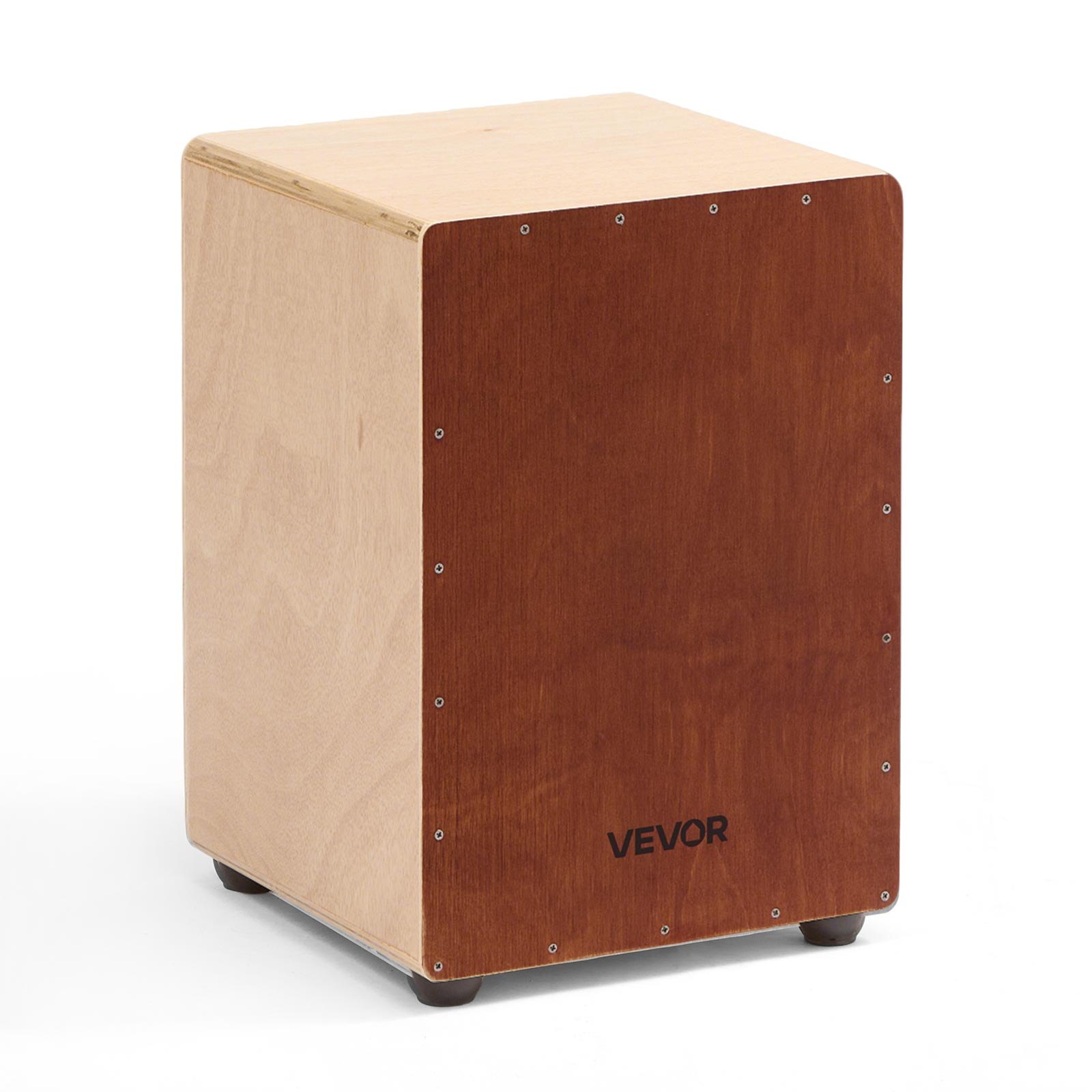 VEVOR Cajon Box Drum, Cordiere Rullanti Interni, Scatola di Percussioni in Legno Leggera, Strumento Musicale Portatile in Legno di Betulla con Piedini in Silicone, 305 x 305 x 430 mm