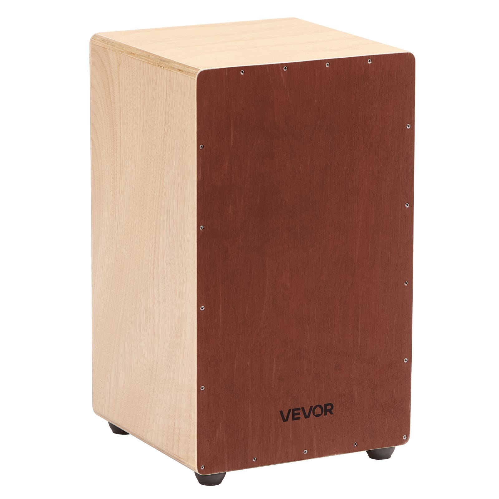 VEVOR Cajon Box Drum, Con Cordiere Rullanti Interni, Scatola di Percussioni in Legno Leggera, Strumento Musicale Portatile a Tamburo in Legno di Betulla con Piedini in Silicone, 305 x 305 x 508 mm