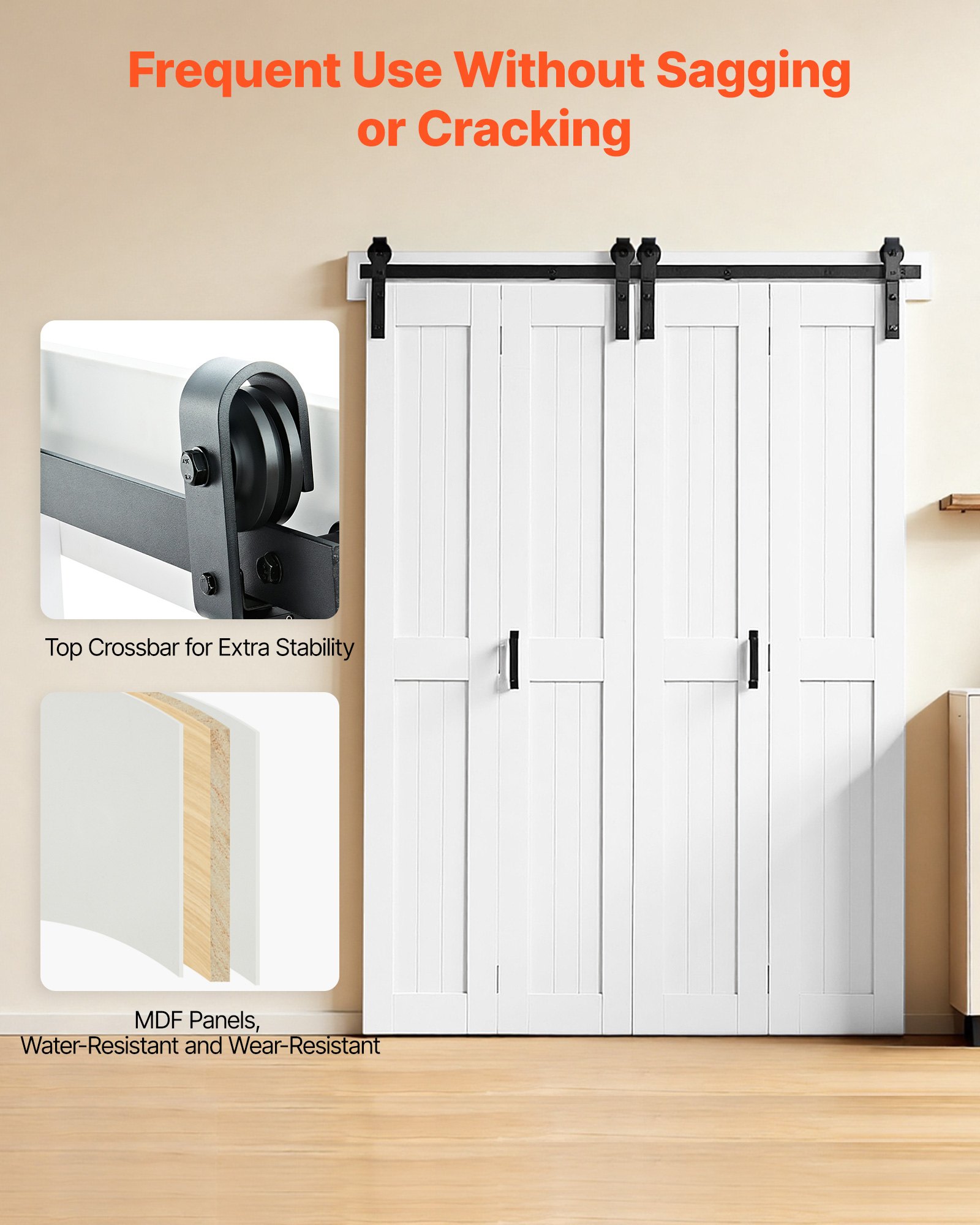 VEVOR Porta a Libro da Interno da 1524 x 2134 x 35 mm, in MDF per Armadio con Kit Ferramenta, Design Salvaspazio con Telaio a H, Pannelli di Porta Preassemblati per Camera da Letto, Guardaroba