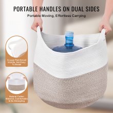 VEVOR Cesto per Coperte, 87L, Cesto in Corda di Cotone con Manici, Cesto per Biancheria Rotondo 558 x 558 x 355 mm, Cestini Portaoggetti Pieghevoli per Organizzare Vestiti, Giocattoli, Cuscini