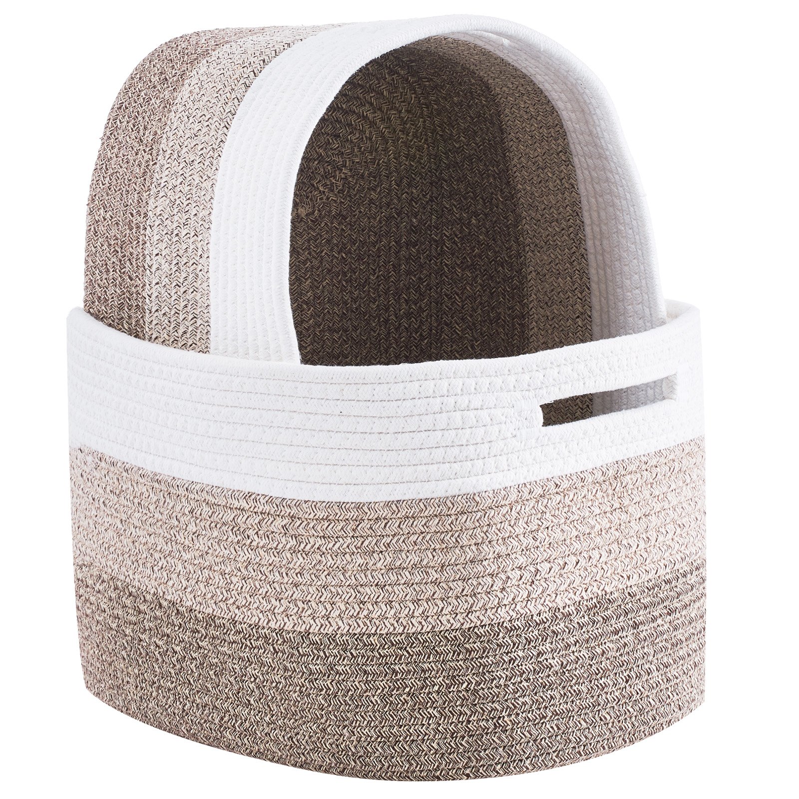 VEVOR Cesto in Corda di Cotone 3 Pezzi 22L Cesto Portaoggetti Intrecciato 380x250x225mm