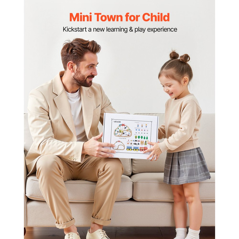 VEVOR Giocattoli Trenino per Bambini 70 Pezzi, con Gru Magnetica, Giocattolo per Treni in Legno per Bambini dai 3 agli 8 Anni, Set di Gru da Costruzione, Compatibile con le Principali Marche