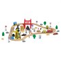 VEVOR 70PCS Wooden Train Set, with Magnetic Crane, Wood Train Track Toy for Kids Ages 3-8, Construction Crane Railway Set, Compatible with Major Brands, Christmas Birthday Toy for Toddlers Boys Girls