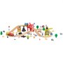 VEVOR 70PCS Wooden Train Set, with Magnetic Crane, Wood Train Track Toy for Kids Ages 3-8, Construction Crane Railway Set, Compatible with Major Brands, Christmas Birthday Toy for Toddlers Boys Girls