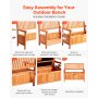 VEVOR Panca Portaoggetti da Esterno, in Legno per 2 Persone, Contenitore da 150 L con Maniglia, Supporta 7319,8 kg, Seduta da Esterno Resistente alle Intemperie e Decorazione per Veranda
