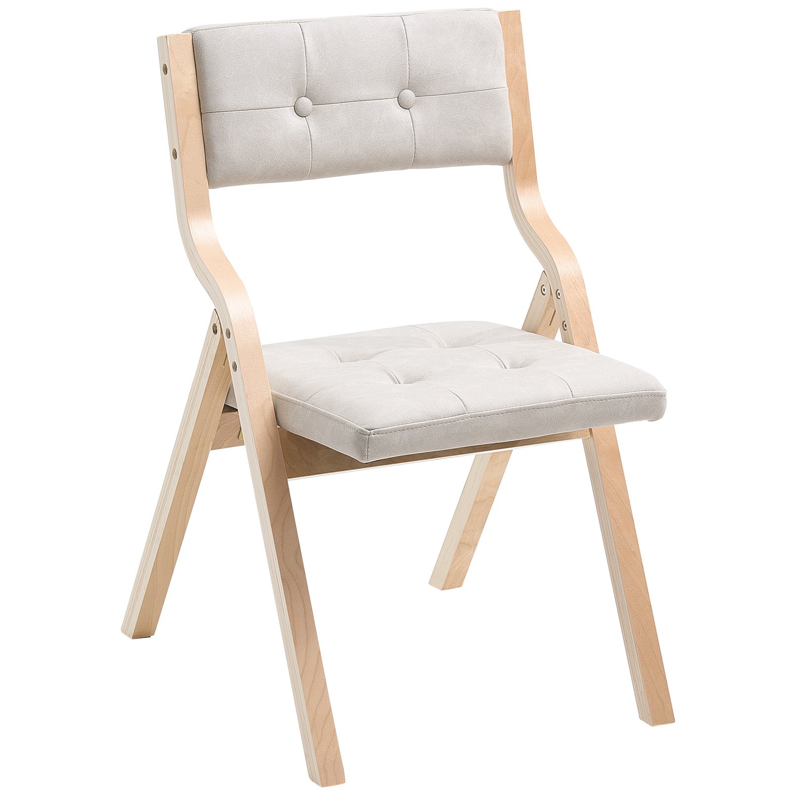 VEVOR Sedie Pieghevoli in Legno con Cuscino, Set da 2, Sedia Pieghevole Portatile con Struttura in Legno, per Cucina, Ufficio, Matrimonio, Festa, Sala da Pranzo, Montaggio Facile, Beige